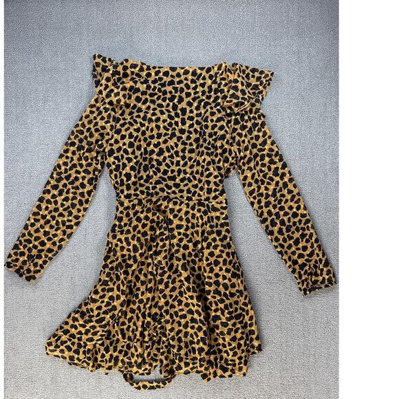 Free People Frenchie Leopard Print Wrap Dress Long Sleeve Ruffle Size XS - Picture 5 of 12